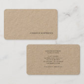 シンプルブラウンモダンレザーエレガントリネンブシン 名刺 (正面/裏面)
