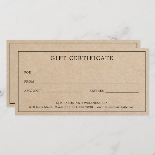 シンプルブラウンモノグラム業用商品券 (正面/裏面)