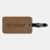 シンプルブラウンレザー金ゴールドモノグラム ラゲッジタグ (裏面横)