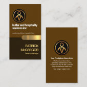 シンプルブラウン層ストライプ金ゴールドバトラー 名刺 (正面/裏面)