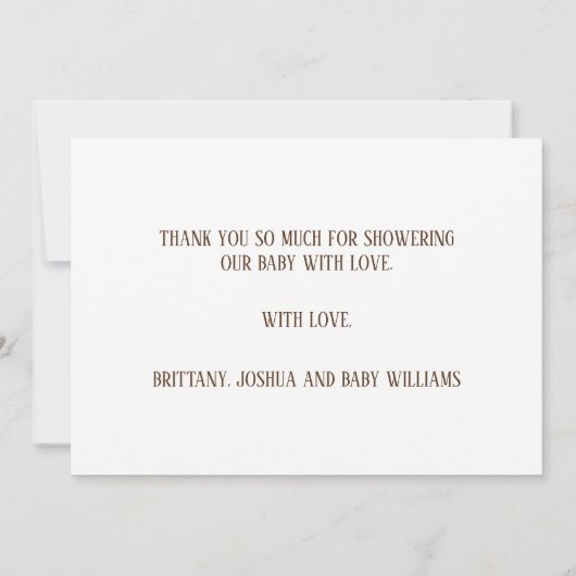 シンプルブラウン素朴かわいいテディベアをテーマにした サンキューカード (裏面)