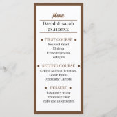 シンプルブラウン結婚ディナーカスタム メニュー (正面)