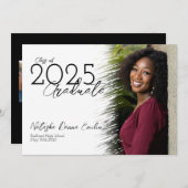 シンプルブラシストローク写真の卒業発表 招待状 (正面/裏面)