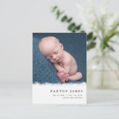 シンプルブラシ仕上げフレームベビーフォト誕生 案内ポストカード (スタンド正面)