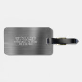 シンプルブラシ仕上げメタリックシルバーグレー ラゲッジタグ (裏面横)