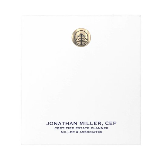 シンプルブラシ付き金ゴールドロゴ名のタイトル ノートパッド (正面)