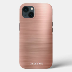 シンプルブラシ金属バラ金ゴールド iPhone 13ケース