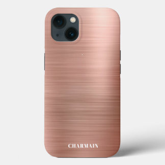 シンプルブラシ金属バラ金ゴールド iPhone 13ケース