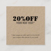 シンプルブラッエレガントククラフト美しいクーポン 割引カード (正面)