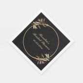 シンプルブラックと金ゴールドリーフフレームブライダルシャワー スタンダードランチョンナプキン (角)