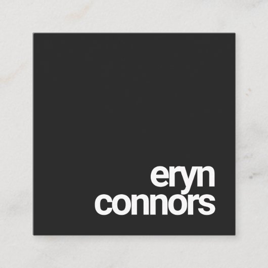 シンプルブラックはっきりしたモダンタイポグラフィ スクエア名刺 (正面)
