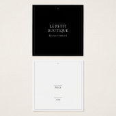 シンプルブラックアパレル店スクエアスイング価格ラベル (正面&裏面)