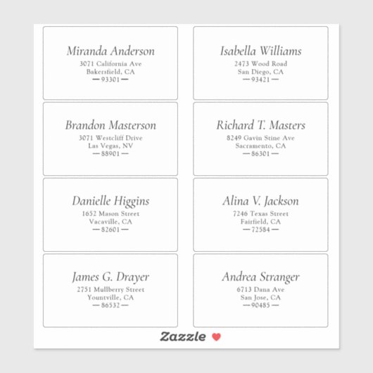 シンプルブラックアンドホワイトゲスト住所 シール (シート)