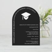 シンプルブラックアーキキャップNタッセル卒業パーティー 招待状 (スタンド正面)