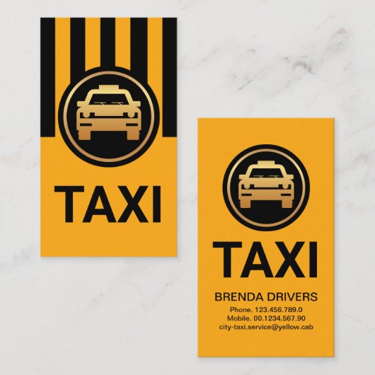 シンプルブラックイエロータクシーライン 名刺 (正面/裏面)