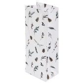 シンプルブラックウィンターピネコーンウォーター色クリスマス ワインギフトバッグ (裏面アングル)