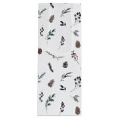 シンプルブラックウィンターピネコーンウォーター色クリスマス ワインギフトバッグ (正面)