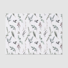 シンプルブラックウィンター植物水色クリスマス 薄葉紙