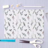 シンプルブラックウィンター植物水色クリスマス 薄葉紙 (クラフト)