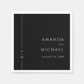 シンプルブラックエレガントクラシックモノグラム結婚ズ スタンダードカクテルナプキン (正面)