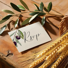 シンプルブラックオリーブのブランチの食事の選択ウォーターカラー 出欠カード