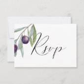 シンプルブラックオリーブのブランチの食事の選択ウォーターカラー 出欠カード (正面)