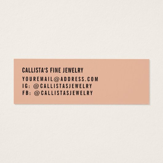 シンプルブラックオレンジスクリプトイヤリングディスプレイカード (裏面)