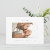 シンプルブラックオンホワイト導入写真ベビー誕生 案内状 (スタンド正面)