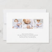 シンプルブラックオンホワイト導入写真ベビー誕生 案内状 (裏面)