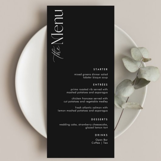 シンプルブラックオールド結婚マネズ メニュー