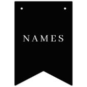 シンプルブラックカスタム名の追加エレガント バンティングフラッグ (第2の旗)