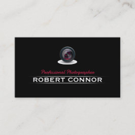 シンプルブラックカメラレンズ写真撮影カード 名刺