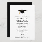 シンプルブラックグラードハットクラシー卒業 招待状 (正面/裏面)