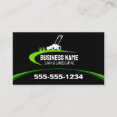 シンプルブラックグリーン芝生造園草刈りサービス 名刺 (正面)