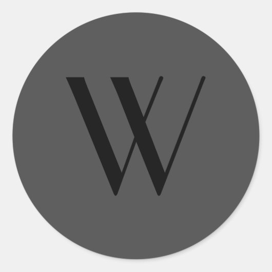 シンプルブラックグレイ独身のレターミニマモダンリスト ラウンドシール (正面)