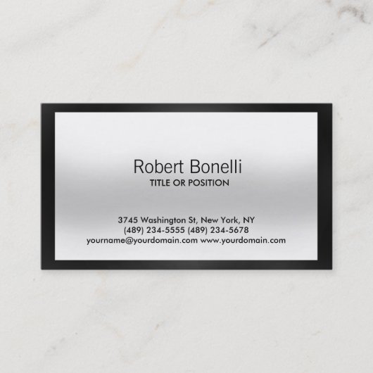 シンプルブラックグレーホワイトプレーンモダン名刺 名刺 (正面)