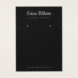 シンプルブラックシルバーネックレスイヤリングディスプレイカード