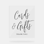 シンプルブラックスクリプトウェディングカードとギフト アクリルサイン (正面)