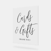 シンプルブラックスクリプトウェディングカードとギフト アクリルサイン (傾斜)