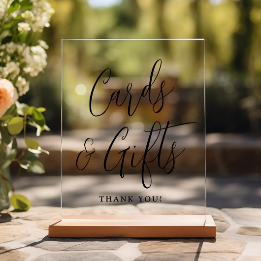 シンプルブラックスクリプトウェディングカードとギフト アクリルサイン