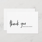 シンプルブラックスクリプトタイポグラフィサンキューカード 招待状 (正面/裏面)