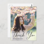 シンプルブラックスクリプト写真卒業ありがとう ポストカード (正面/裏面)