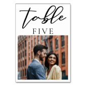 シンプルブラックスクリプモダントカップル写真結婚の テーブルナンバー (正面)