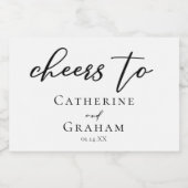 シンプルブラックタイポグラフィのモダン結婚応援ミニ スパークリングワインラベル (シングルラベル)