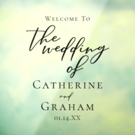 シンプルブラックタイポグラフィフォーマルの結婚歓迎 ウィンドウサイン