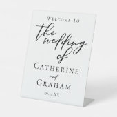 シンプルブラックタイポグラフィフォーマルの結婚歓迎 台座サイン (正面)