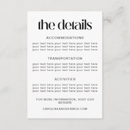 シンプルブラックタイポグラフィ結婚詳細テンプレート エンクロージャーカード