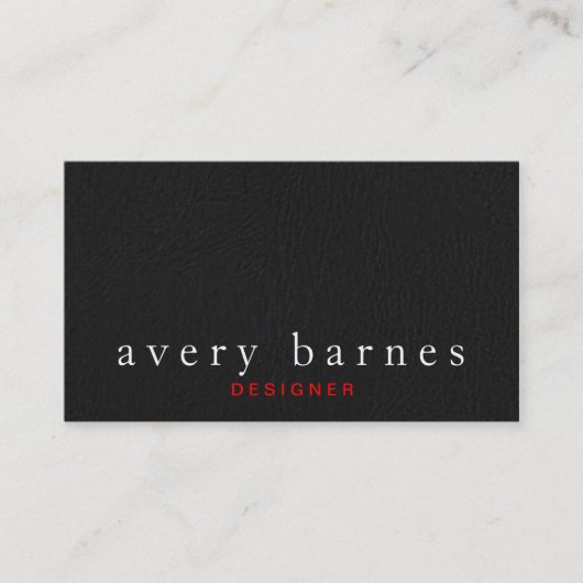 シンプルブラックテクスチャレザールックプロフェッショナル 名刺 (正面)