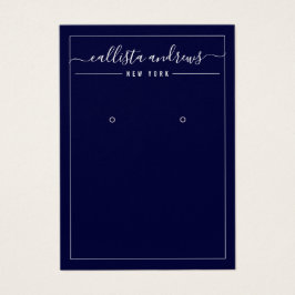 シンプルブラックネイビーカーシブイヤリングディスプレイカード