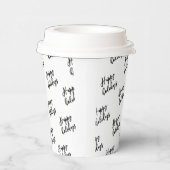 シンプルブラックハッピーホリデーカスタム文字パパップ 紙コップ (右)